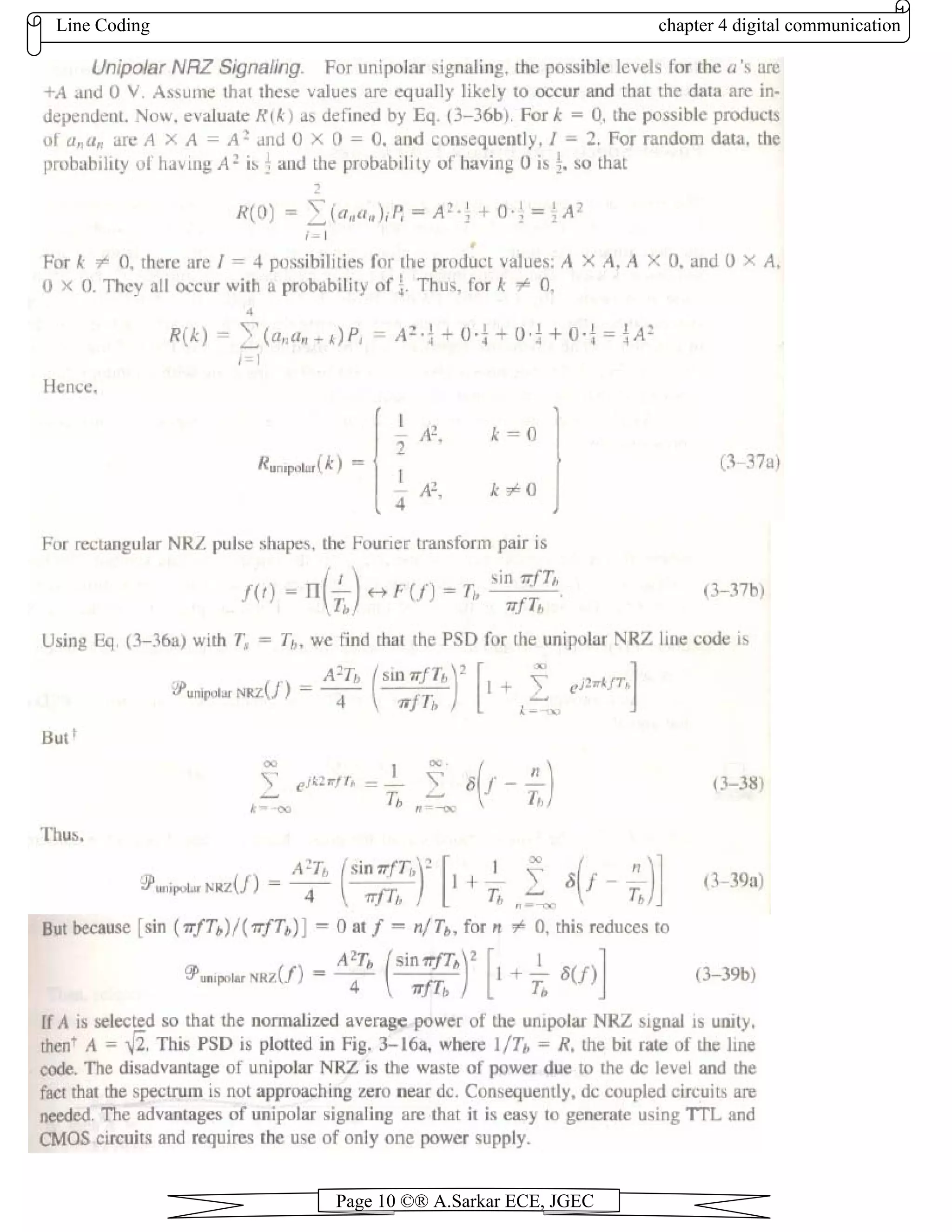 Line Coding chapter 4 digital communication
Page 10 ©® A.Sarkar ECE, JGEC
 