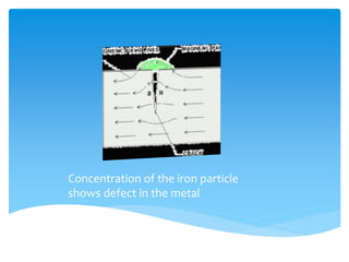 Concentration of the iron particle
shows defect in the metal
 