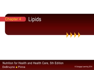 Nutrition for Health and Health Care, 5th Edition
DeBruyne ■ Pinna © Cengage Learning 2014
LipidsChapter 4
 