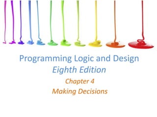Programming Logic and Design
Eighth Edition
Chapter 4
Making Decisions
 