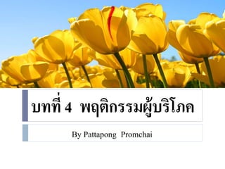 บทที่ 4 พฤติกรรมผู้บริโภค
By Pattapong Promchai
 