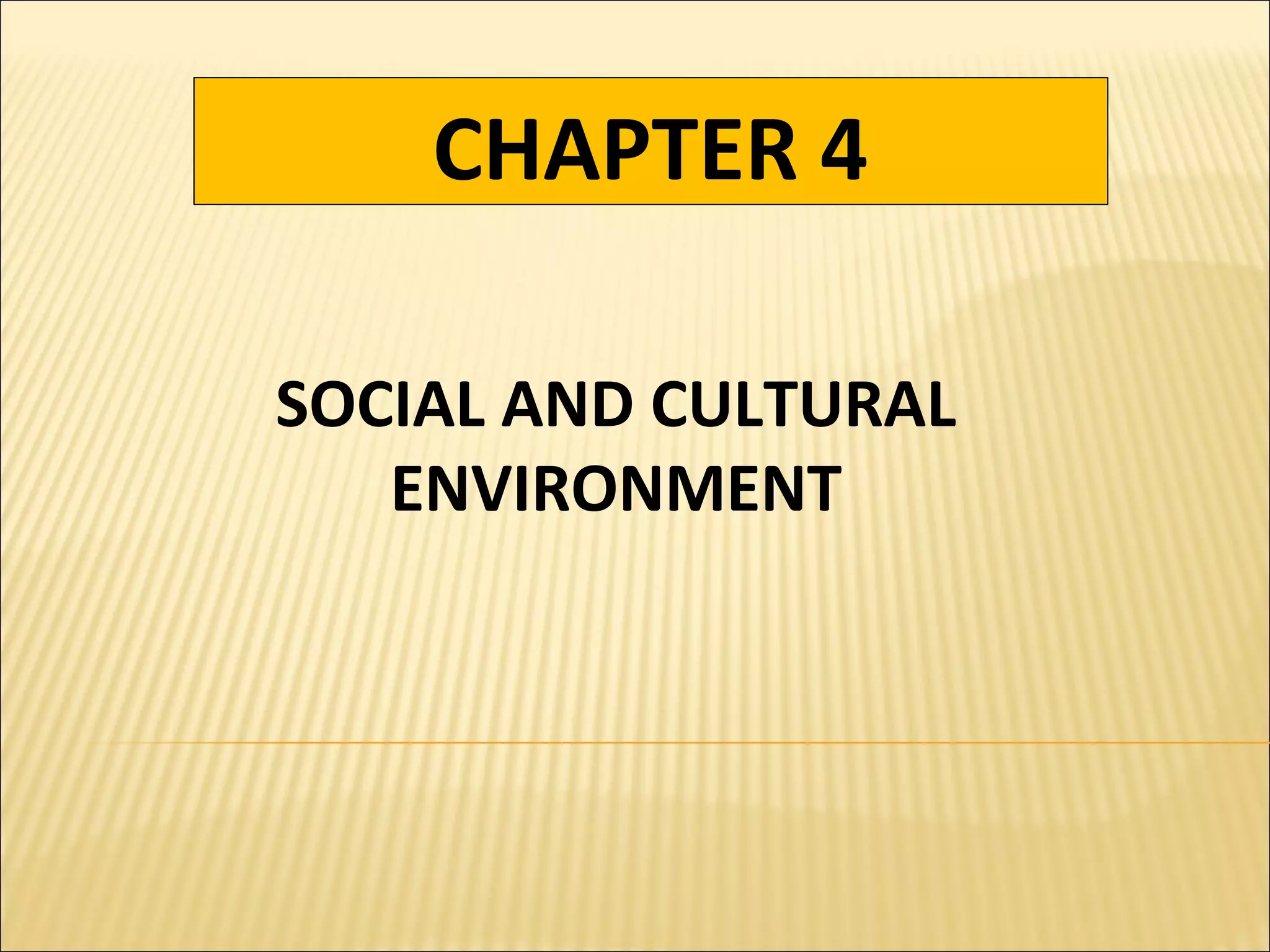 Chapter 4 - Social and Cultural Environment | PPT
