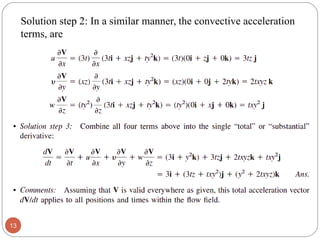 13
Solution step 2: In a similar manner, the convective acceleration
terms, are
 