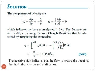 81
The negative sign indicates that the flow is toward the opening,
that is, in the negative radial direction
 