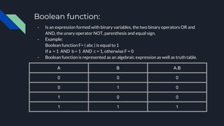 Chapter 4. logic function and boolean algebra | PPT