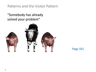 2
Patterns and the Visitor Pattern
“Somebody has already
solved your problem”
Page 331
 