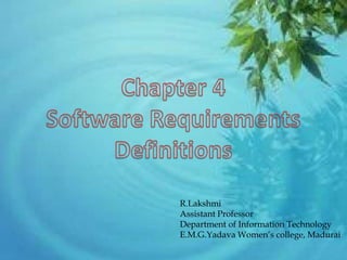 R.Lakshmi
Assistant Professor
Department of Information Technology
E.M.G.Yadava Women’s college, Madurai
 