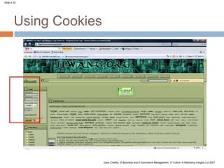 Slide 4.30
Dave Chaffey, E-Business and E-Commerce Management, 3rd Edition © Marketing Insights Ltd 2007
Using Cookies
 