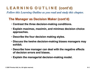 © 2007 Prentice Hall, Inc. All rights reserved. 6–3
L E A R N I N G O U T L I N E (cont’d)
Follow this Learning Outline as...