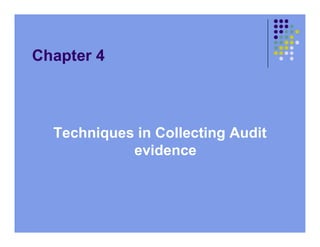 Chapter 4
Techniques in Collecting Audit
evidence
 