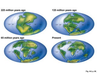 Present
65 million years ago
135 million years ago
225 million years ago
Fig. 4-6, p. 66
 