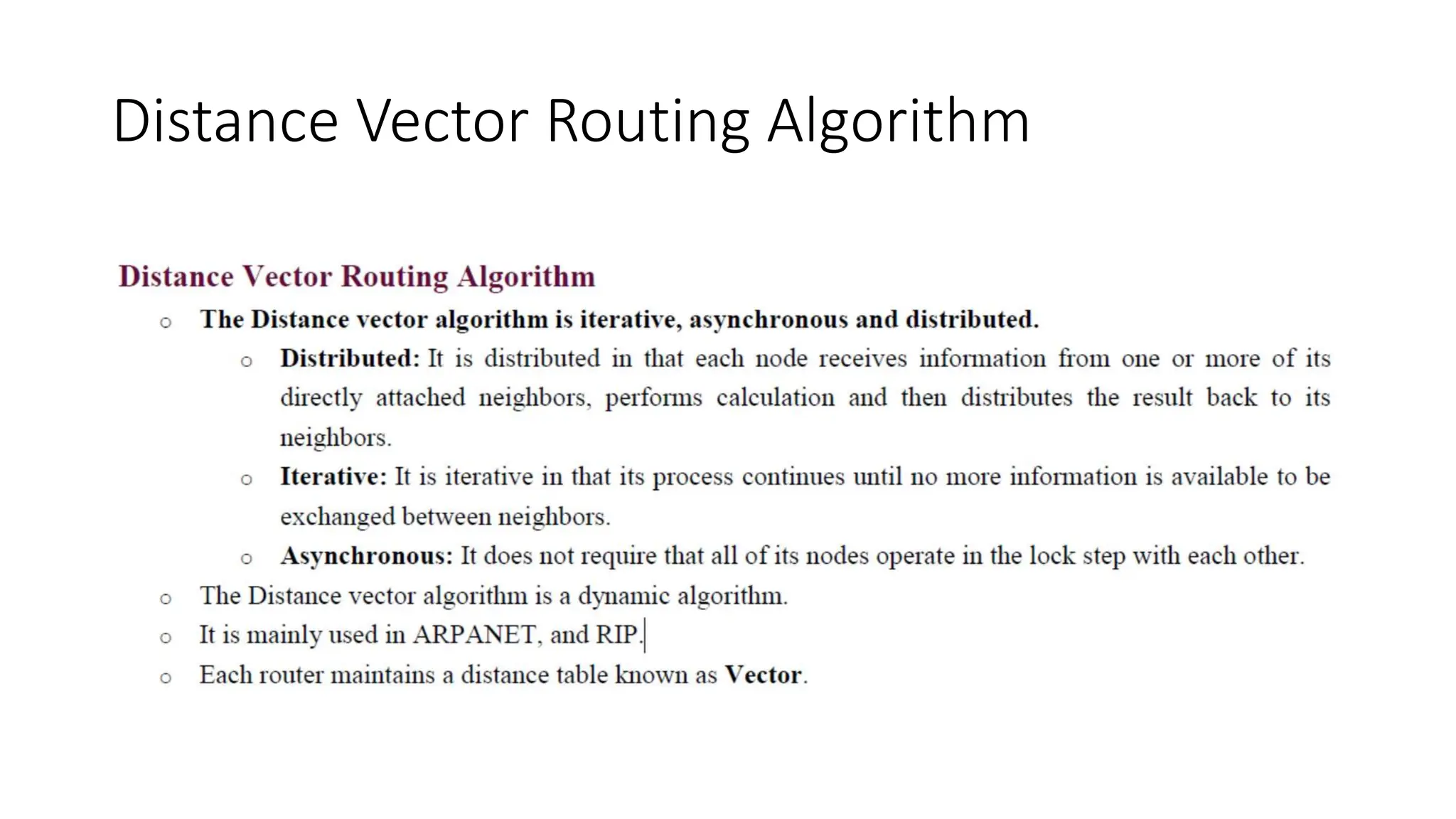 Distance Vector Routing Algorithm
 