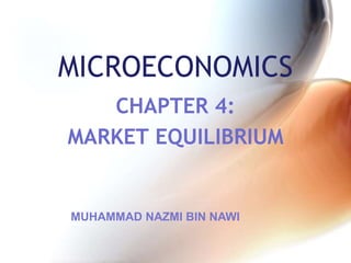 MICROECONOMICS
CHAPTER 4:
MARKET EQUILIBRIUM
MUHAMMAD NAZMI BIN NAWI
 