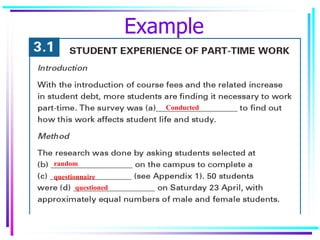 Example
Conducted
questionnaire
questioned
random
 