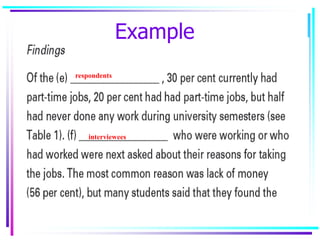 Example
respondents
interviewees
 
