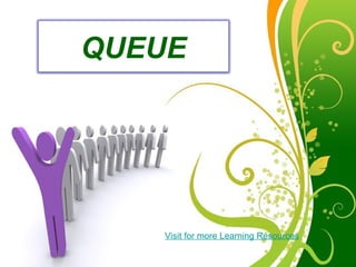 Free Powerpoint Templates
Page 1
Free Powerpoint Templates
QUEUE
Visit for more Learning Resources
 