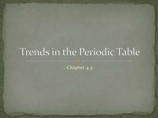 Chapter 4.3 Trends in the Periodic Table 
