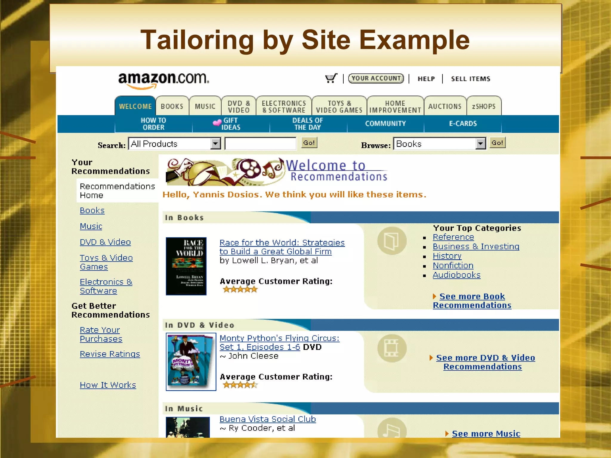 Tailoring by Site Example
 