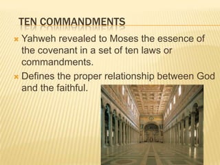 JudaismThe Hebrew monotheismYahweh or JehovahThe covenant  (contract)This contract or covenant bound the Hebrews to God in return for God’s protection.Torah (Hebrew bible,“instructions”)2000 B.C.E.Hagia Sophia, Constantinople (now Istanbul), completed 537 C.E.