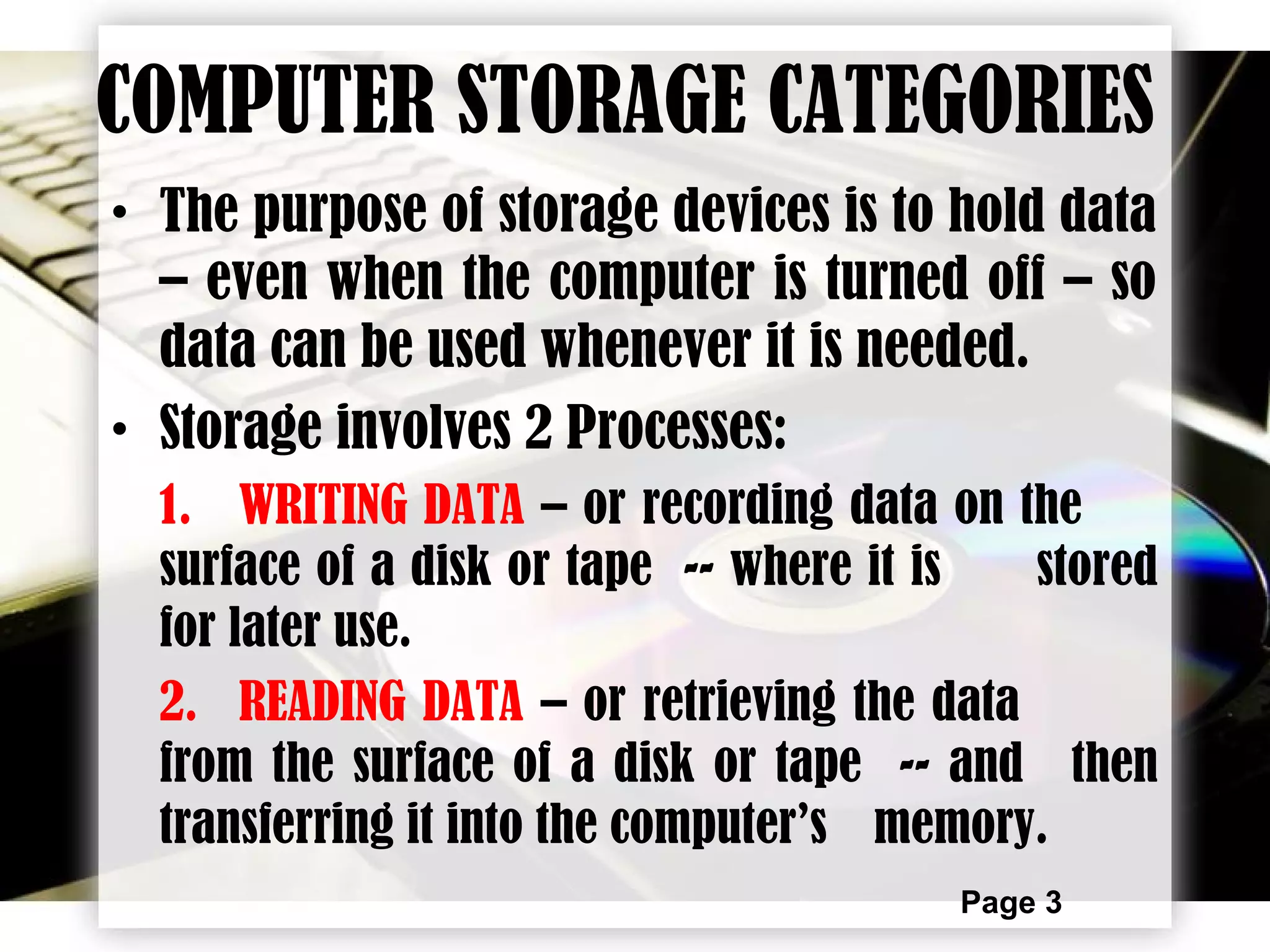 COMPUTER STORAGE | PPT