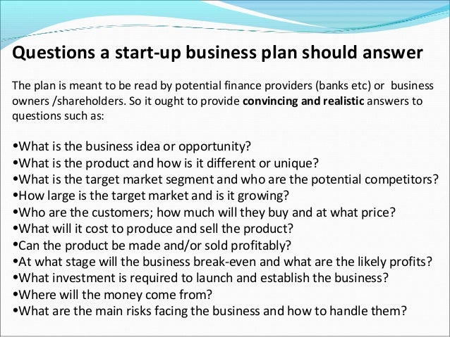 a business plan should answer which of the following questions(s)