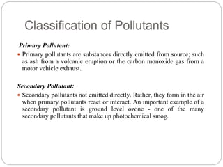 Pollutants Classification Chapter 4 - Environmental Pollution.pptx