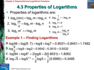Chapter 4 - Exponential and Logarithmic Functions | PPT