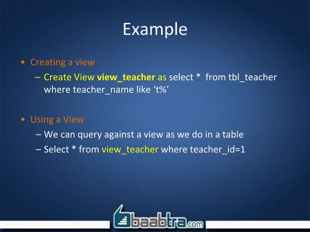 Chapter 4 functions, views, indexing | PPT