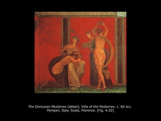 The Dionysian Mysteries (detail), Villa of the Mysteries. c. 60 BCE.
Pompeii, Italy. Scala, Florence. [Fig. 4-22]
 