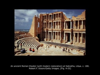 An ancient Roman theater (with modern restoration) at Sabratha, Libya. c. 180.
Robert F. Sisson/Getty Images. [Fig. 4-25]
 