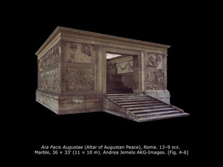 Ara Pacis Augustae (Altar of Augustan Peace), Rome. 13–9 BCE.
Marble, 36 × 33' (11 × 10 m). Andrea Jemelo AKG-Images. [Fig. 4-6]
 