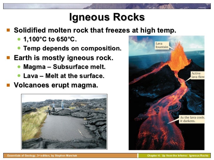 Chapter 4 igneous rocks