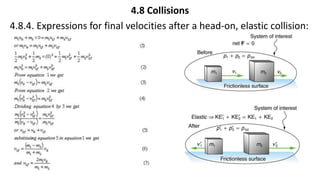 4.8 Collisions
4.8.4. Expressions for final velocities after a head-on, elastic collision:
 