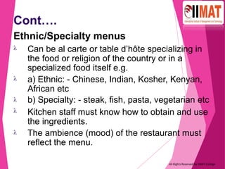 Menu Planning | PDF
