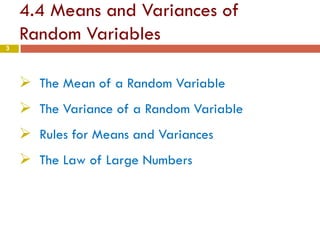 Chapter 4 part3- Means and Variances of Random Variables | PDF