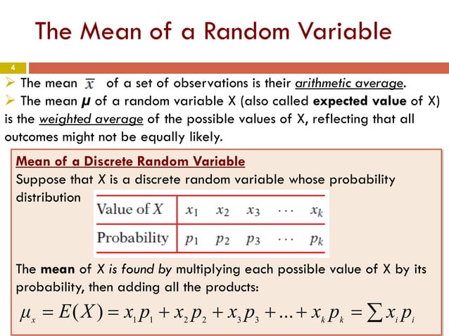 Chapter 4 part3- Means and Variances of Random Variables