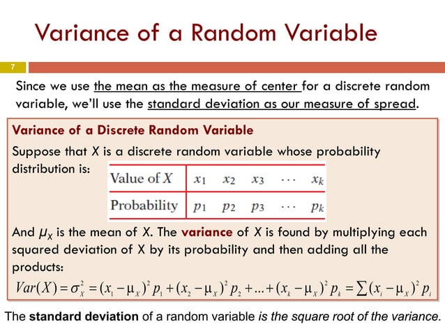 Chapter 4 part3- Means and Variances of Random Variables