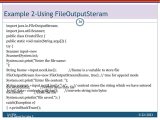 Comprehensive Guide to Java Streams and File Handling Techniques | PPTX