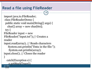 Comprehensive Guide to Java Streams and File Handling Techniques | PPTX