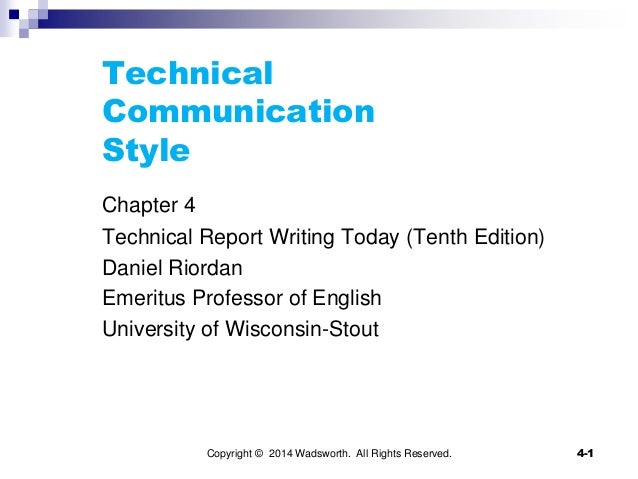 technical report writing sle chapter 4 technical communication style technical report writing sle chapter 4 technical communication style