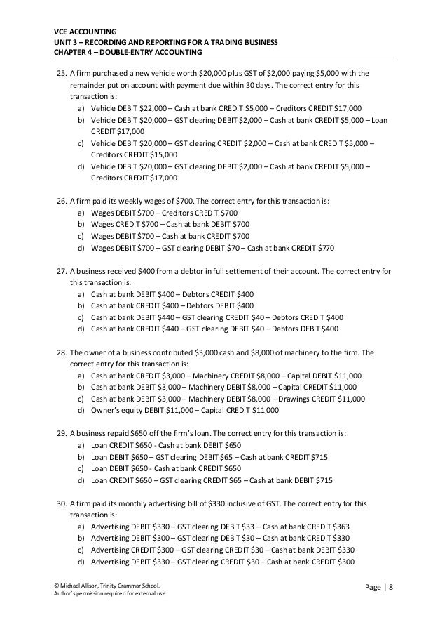 Chapter 4 DoubleEntry Accounting Test