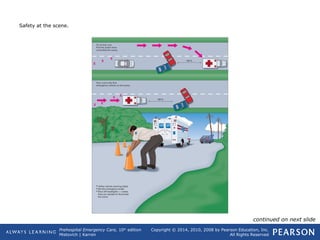 Prehospital Emergency Care, 10th
edition
Mistovich | Karren
Copyright © 2014, 2010, 2008 by Pearson Education, Inc.
All Rights Reserved
Safety at the scene.
continued on next slide
 