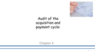 Audit of the
acquisition and
payment cycle:
Chapter 4
4-1
 