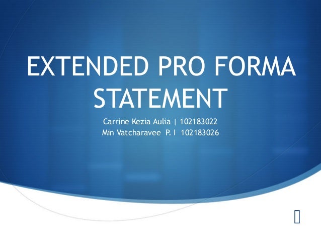 extended pro forma statement pro forma p l template