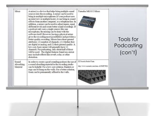 Tools for
Podcasting
  (con’t)
 