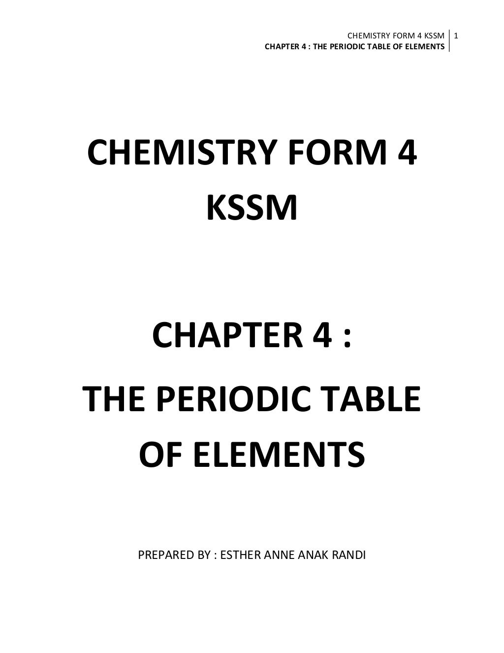 CHEMISTRY FORM 4 KSSM CHAPTER 4