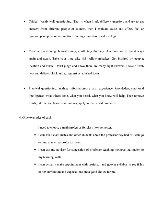 Chapter 4 critical creative and practical thinking | PDF