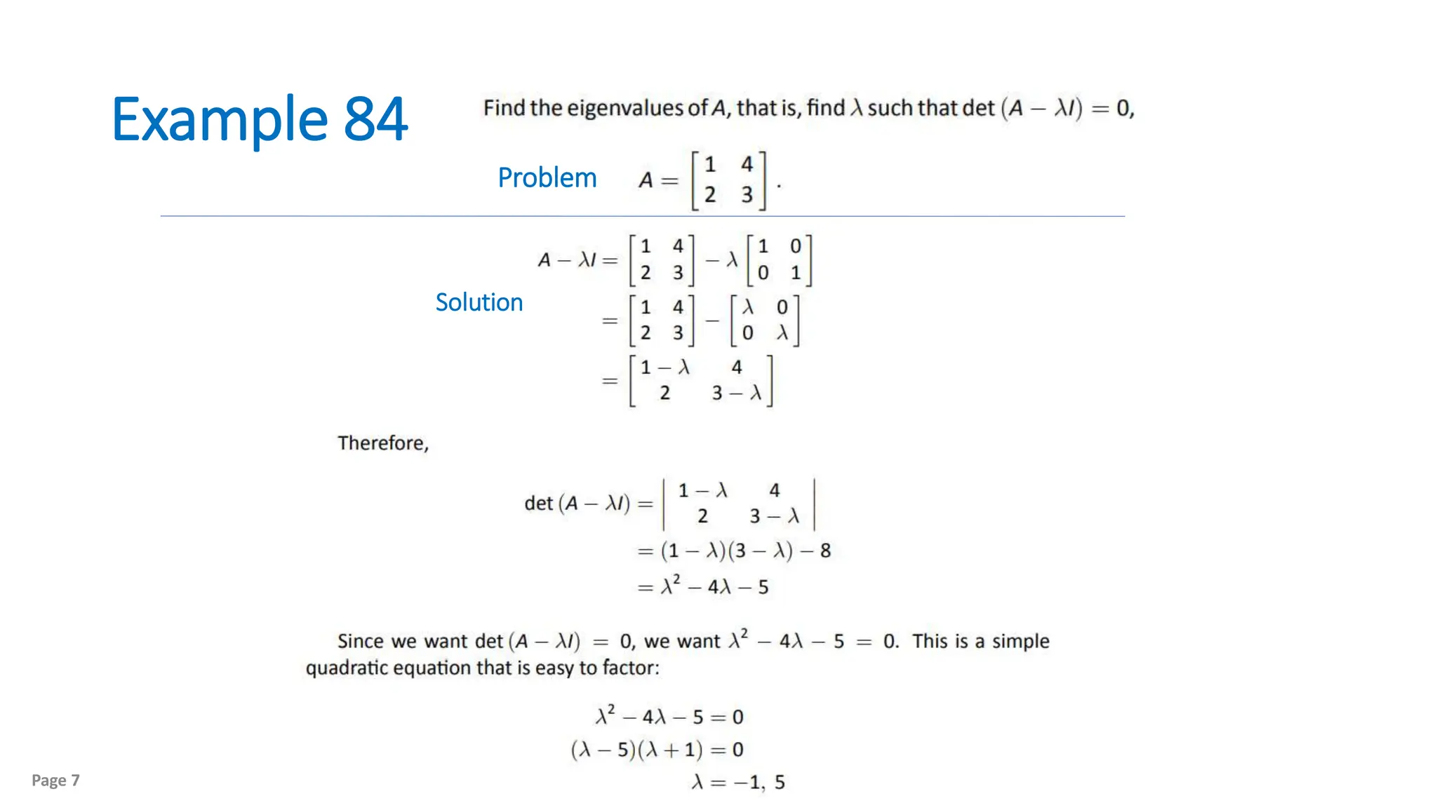 Example 84
Page 7
Solution
Problem
 