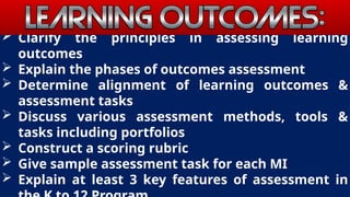 Comprehensive Guide to Learning Outcomes Assessment and Scoring Rubrics ...