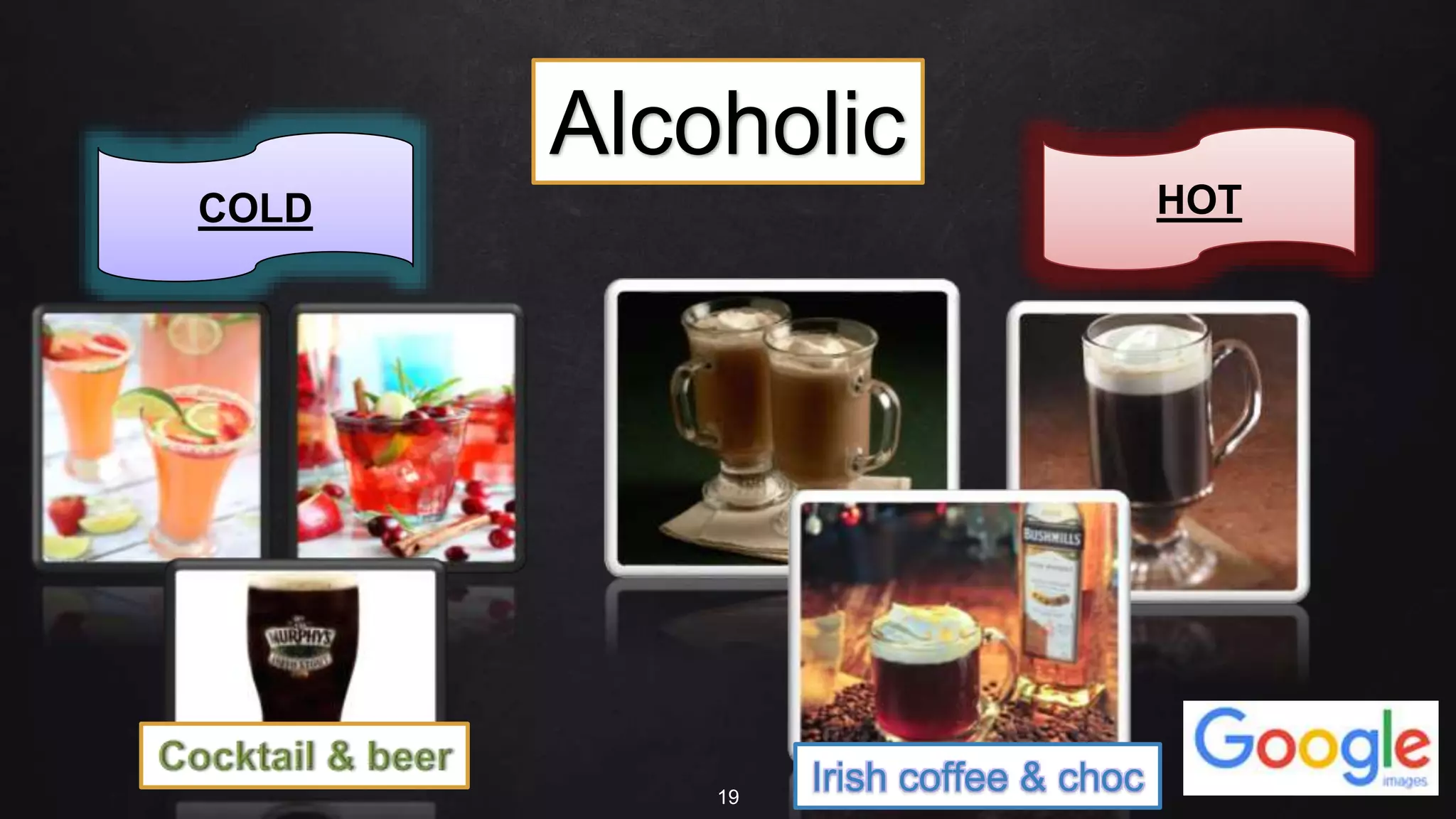 19
Alcoholic
COLD HOT
Irish coffee & choc
 